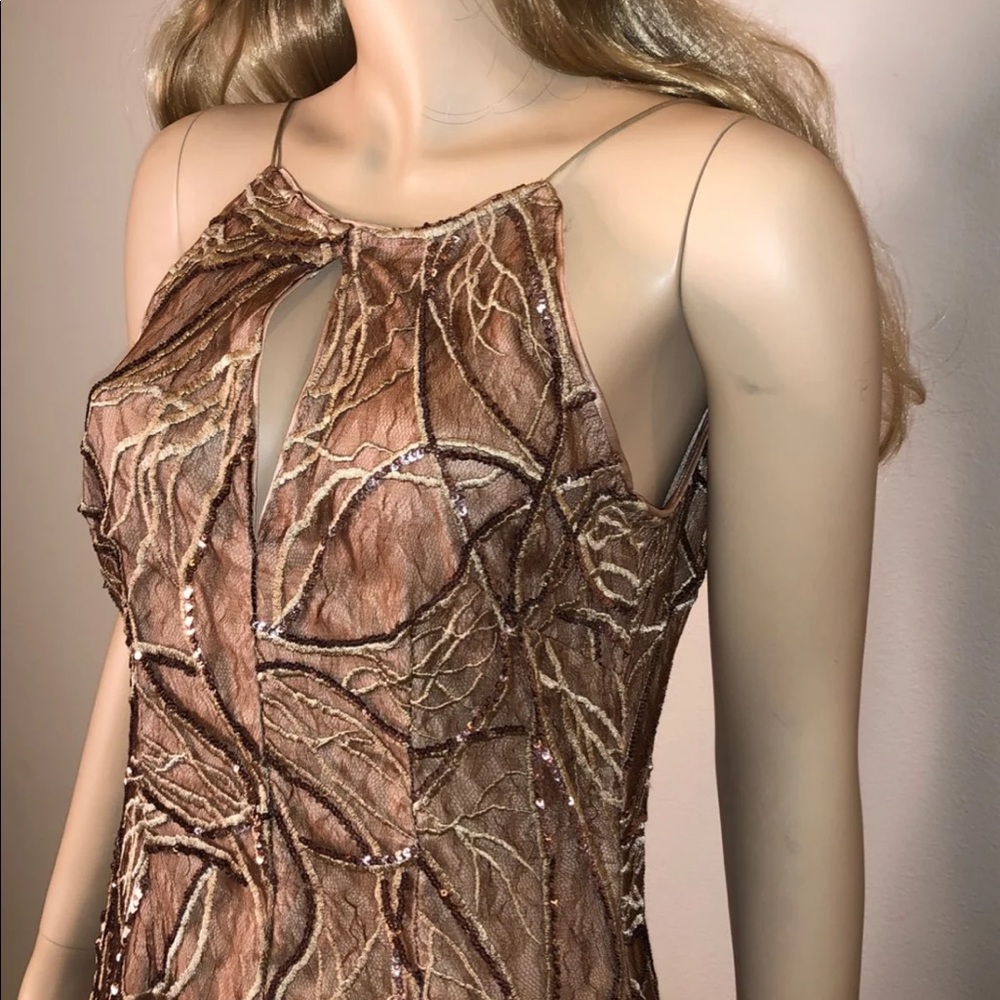 Aidan Mattox Dress Rose Gold Lace Sequin 4 EUC - Picture 3 of 8
